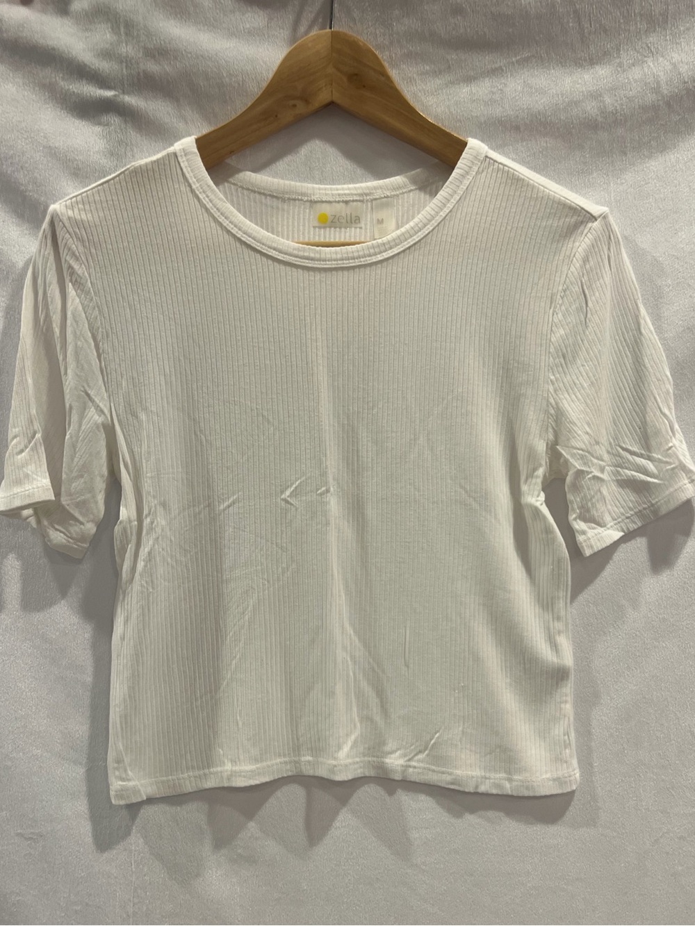 Zella Method White Ribbed Cropped Tee - Picture 2 of 6
